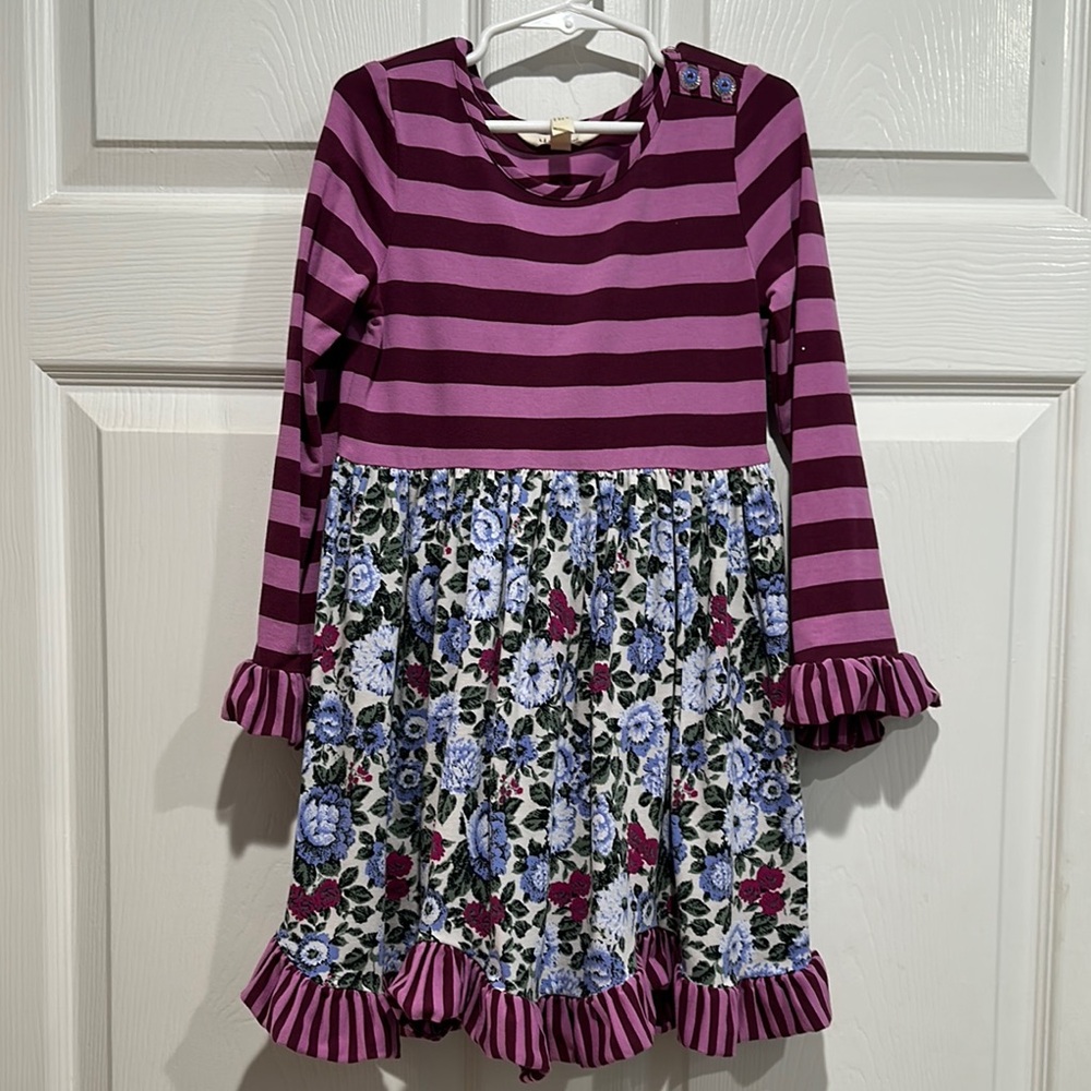 Matilda Jane Striped Purple and Floral Kids Dress